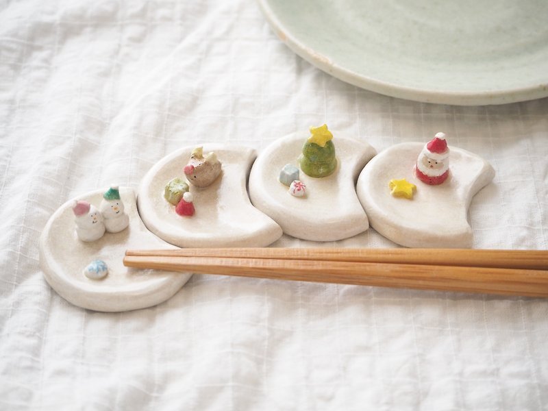 Christmas gift set of 4 chopstick rests - Chopsticks - Clay Multicolor