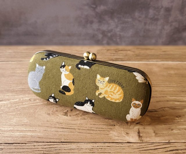 猫 デイリー 和布 メガネケース ペンケース 口金ケース 猫 ネコ