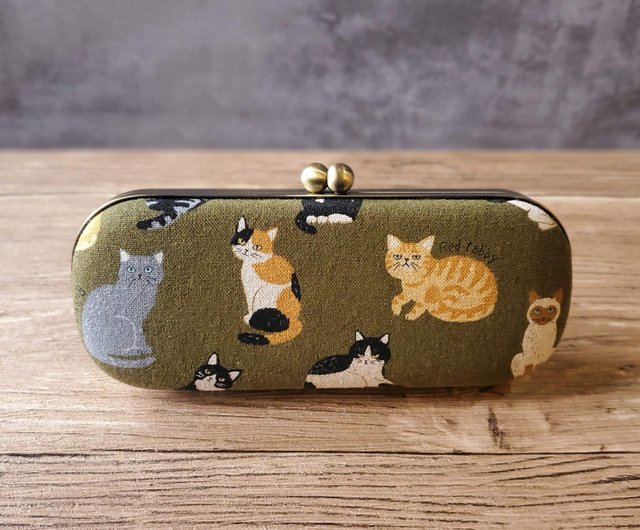 猫 デイリー 和布 メガネケース ペンケース 口金ケース 猫 ネコ