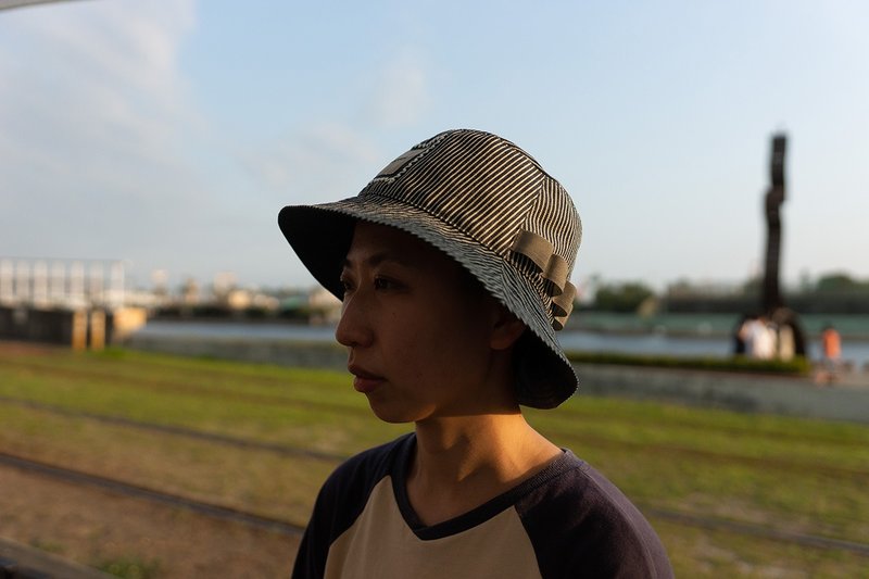 KeepgeeK怪客縫製所/設計師牛仔條紋遮陽漁夫帽Bucket Hat - 帽子 - 棉．麻 