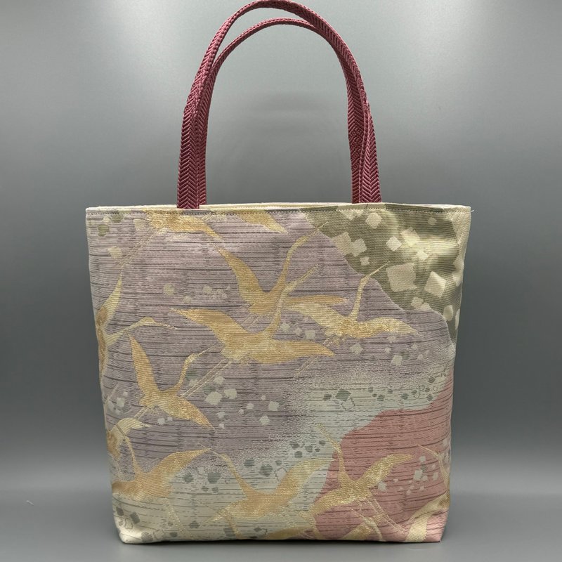 Kimono Obijime Remake Tote bag - Handbags & Totes - Silk White