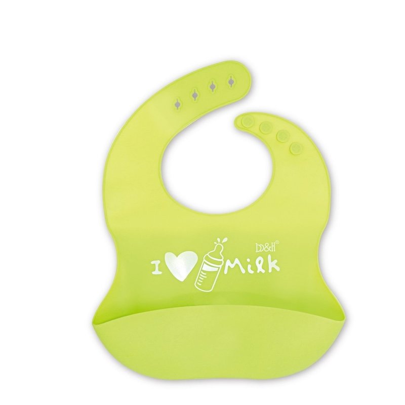 b&h Silicon Bib - Green (I Love Milk) - Bibs - Silicone Green