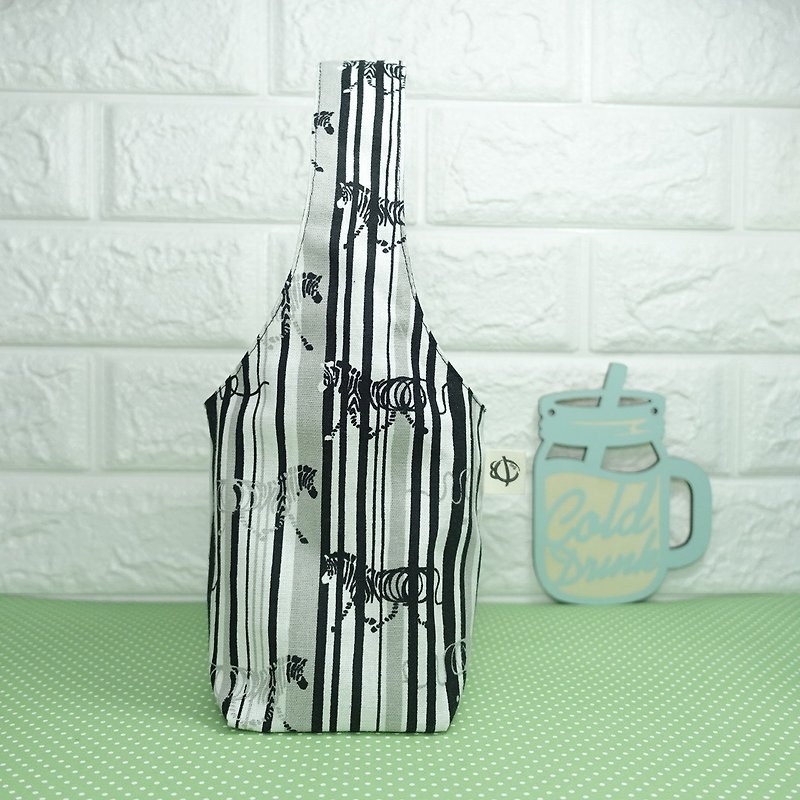 [Seasonal Sale] Spot Striped Zebra/Environmental Beverage Bag/Breakfast Bag//Quick Shipment - ถุงใส่กระติกนำ้ - ผ้าฝ้าย/ผ้าลินิน สีดำ
