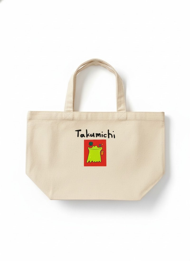 TAKUMICHI 生活裡的小角色 托特包－親子青蛙與幸運草 - 手提包/手提袋 - 棉．麻 