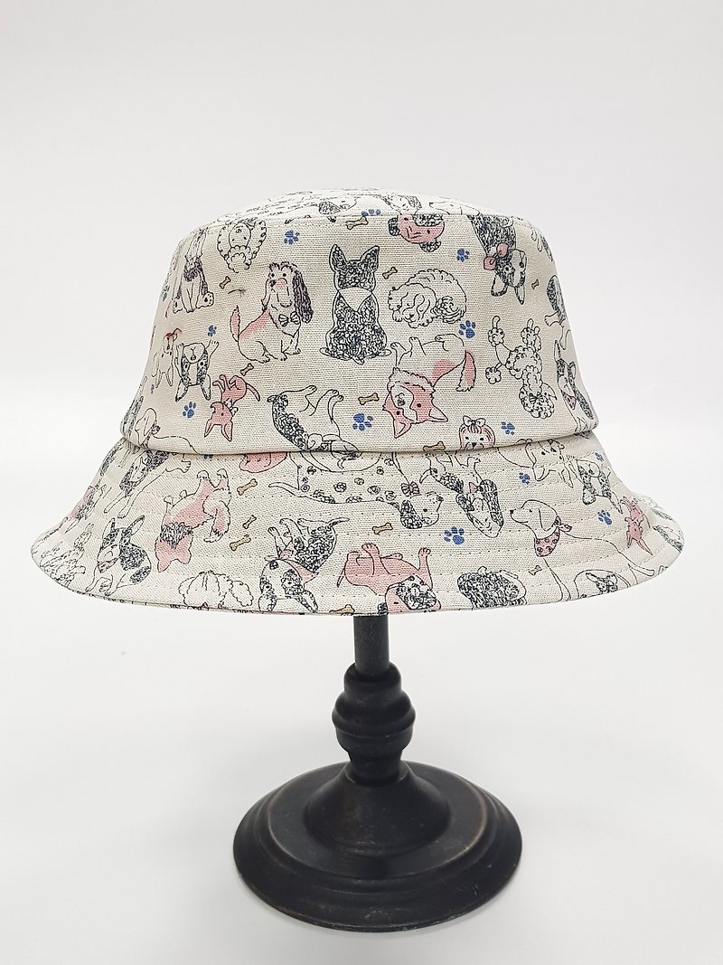 古典的な漁師の帽子 -  [犬の公園（白）]＃通りWenqing＃四季の良いパートナー＃漁師の帽子 - 帽子 - コットン・麻 ホワイト