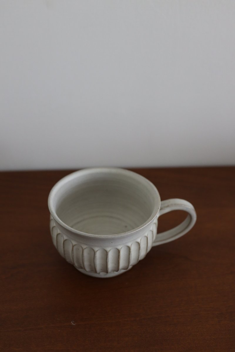 Aries Manufacturing-White Glaze Engraved Mug - Cups - Pottery White