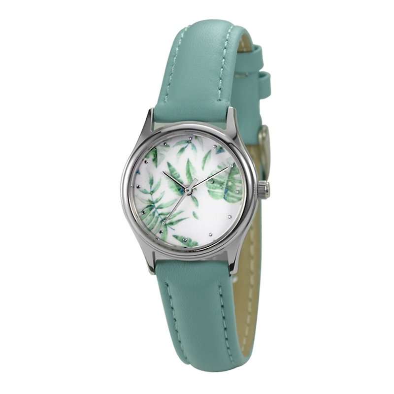 女裝綠葉手錶 全球免運 - 女錶 - 不鏽鋼 綠色