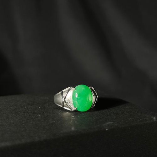 富璧寶鼎 FBBD JEWELRY 玄翠 | 翡翠綠蛋男戒 18K鍍烏金