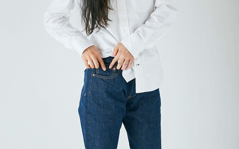 HANDROOM 5 Pocket Jeans Awa positive indigo - กางเกงขายาว - ผ้าฝ้าย/ผ้าลินิน สีน้ำเงิน