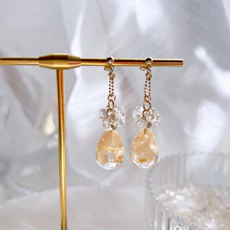 water drop earrings - ต่างหู - เรซิน สีส้ม