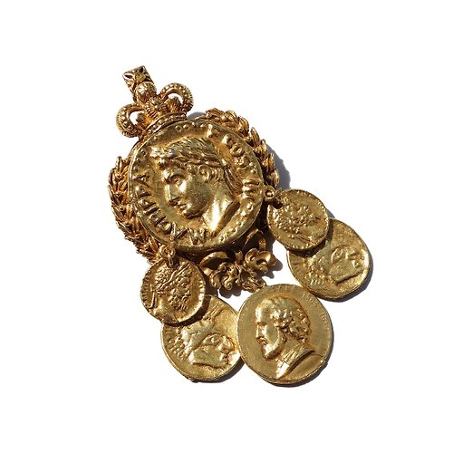 panic-art-market 80s Roman MACRIPPA F COS vintage gold tone coin brooch & pendant top