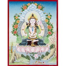 グリーンターラ　タンカペイント チベット仏教のグリーンターラタンカ絵画 - ショップ Boudha