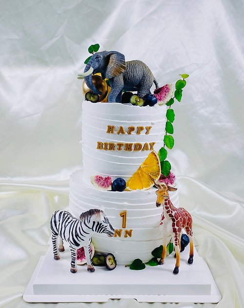 GJ.cake 大象 長頸鹿 斑馬生日蛋糕 客製 造型 周歲 母親節 4+6吋面交