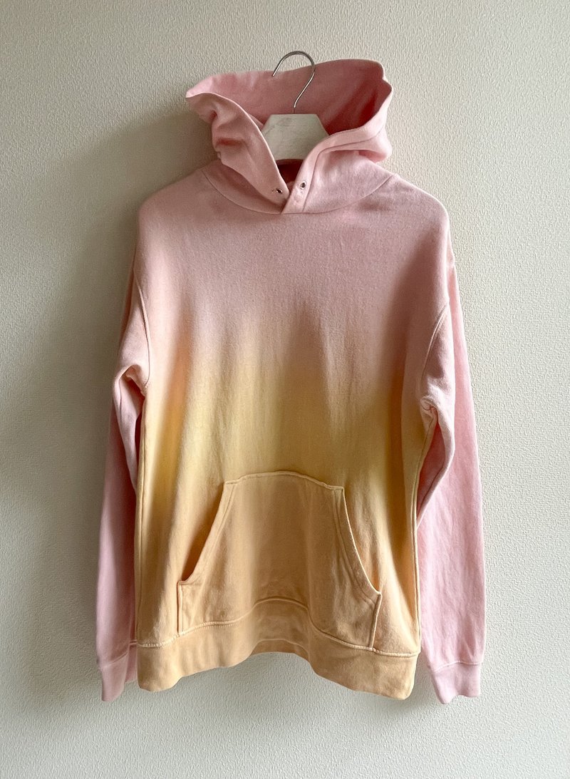 日本製 手染め Before Sunset hoodie 泥染 染色 MUD dyed 夕日のような - 帽T/大學T - 棉．麻 粉紅色