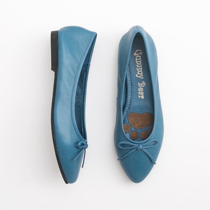 Gummy Bear 手工/小羊皮/柔軟/平底鞋/娃娃鞋 - 芭蕾舞鞋/平底鞋 - 真皮 藍色