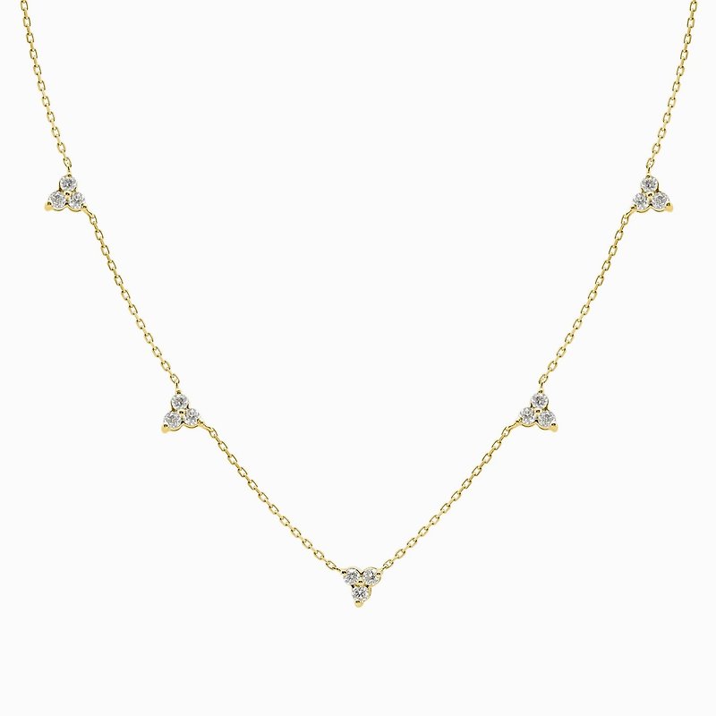 Trio CZ Satellite Necklace - Necklaces - Sterling Silver Gold