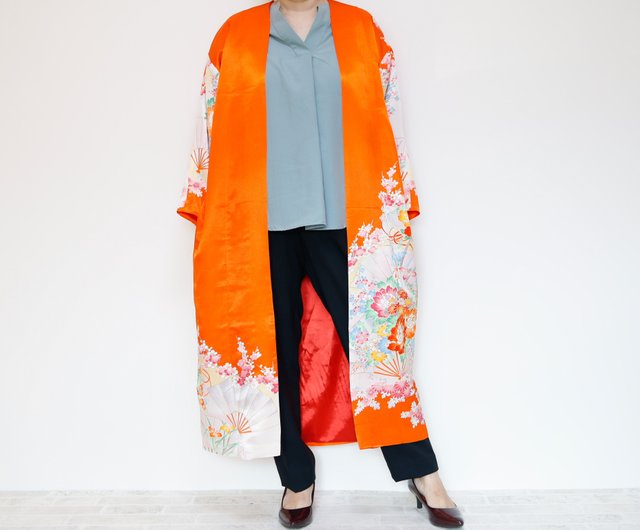 アンティーク　正絹　着物　リメイク  ガウン　ジャケット KIMONO REMAKE EMBROIDERY GOWN / hn.no.o33 着物リメイク 刺繍