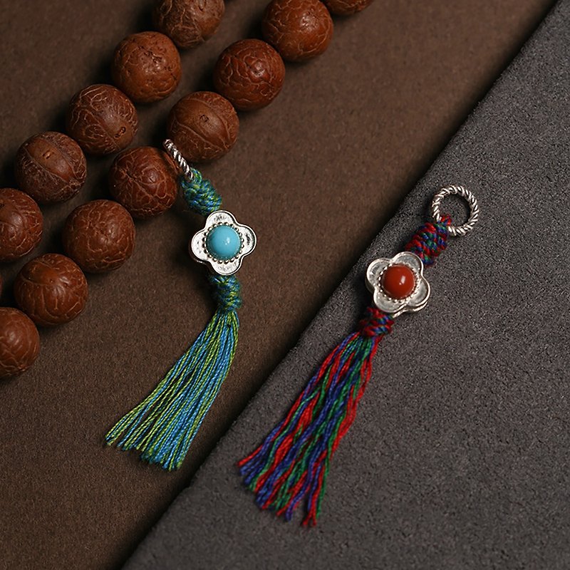 Prayer beads remember Zi Weishi Tibetan sterling Silver hand-woven Buddha beads counter south red and green pine text play accessories side pendant - Other - Sterling Silver 
