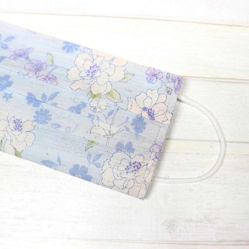 Japanese Thin Cotton Linen Mask Cover Set Reusable-Flower (Blue) - หน้ากาก - ผ้าฝ้าย/ผ้าลินิน สีเหลือง