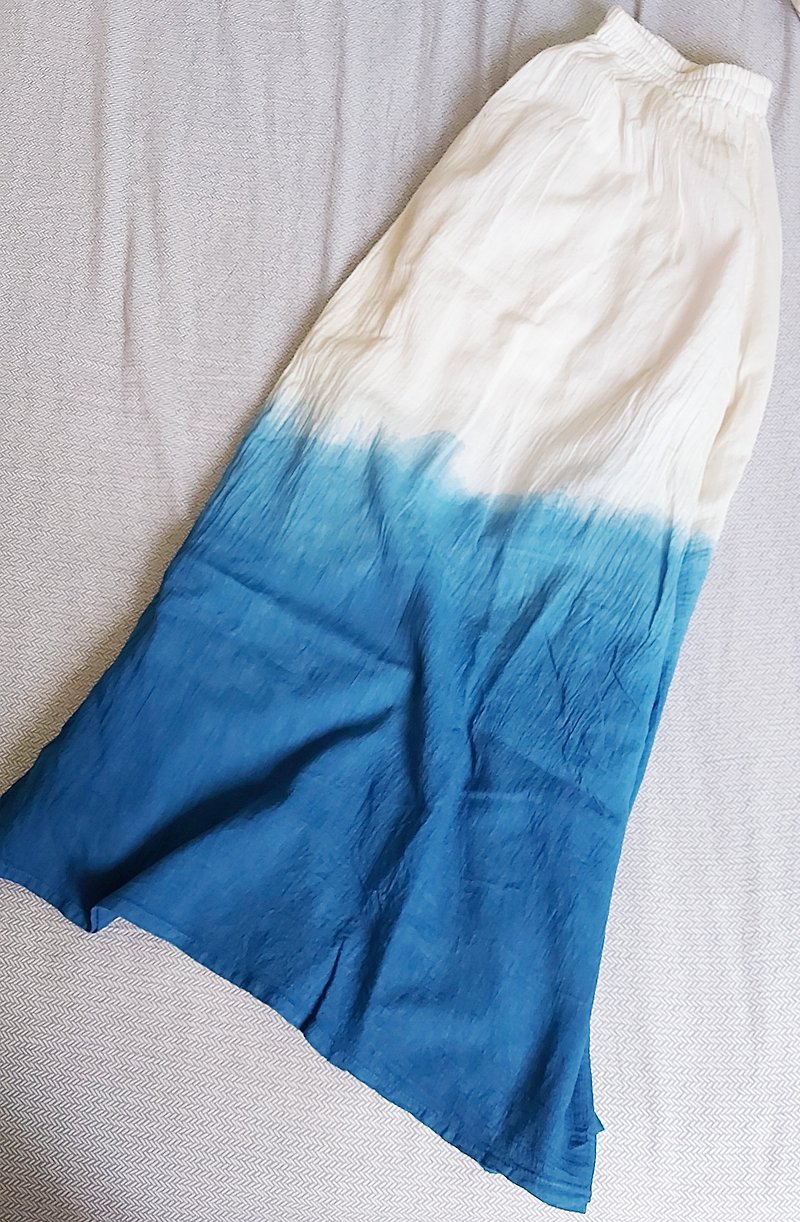 Taiwan indigo design with cotton pants - กางเกงขายาว - ผ้าฝ้าย/ผ้าลินิน สีน้ำเงิน