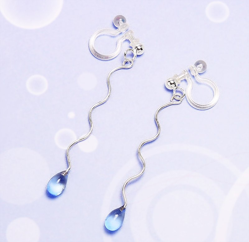 被雨淋濕的純銀耳環/耳鉤/耳夾(一對,2色可選) - 耳環/耳夾 - 其他金屬 銀色