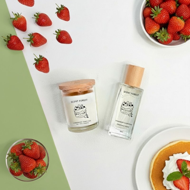 【Pinkoi設計展新品】草莓鬆餅 - 香氛蠟燭 香氛噴霧【季節限定】 - 香氛蠟燭/燭台 - 蠟 透明