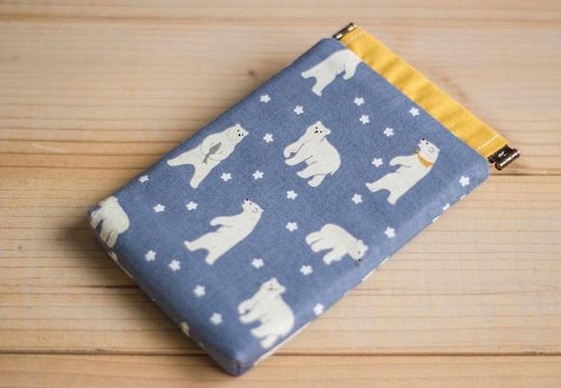 Fabric iphone 7 case, Android cases, camera bag, cosmetic pouch, detachable leather strap / Polar Bear - Phone Cases - Cotton & Hemp Blue