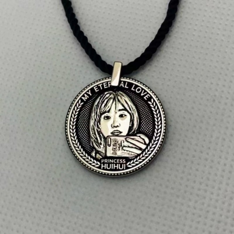 custom portrait engraved silver 999 necklace from photo, personalized necklace - สร้อยคอ - เงินแท้ 