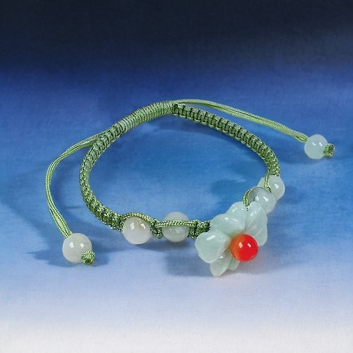 瓔珞珠寶盒 E.L.Jewelry Box 果綠翡翠花朵設計款編織手鍊 | 天然緬甸玉A貨翡翠 | 送禮