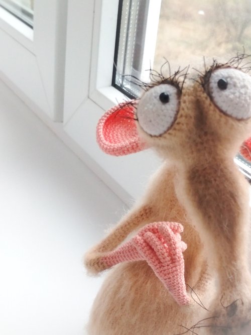 TatiStoreShop 填充動物玩具鼠amigurumi 老鼠毛絨. 有趣的鉤針滑鼠. 骯髒的禮物