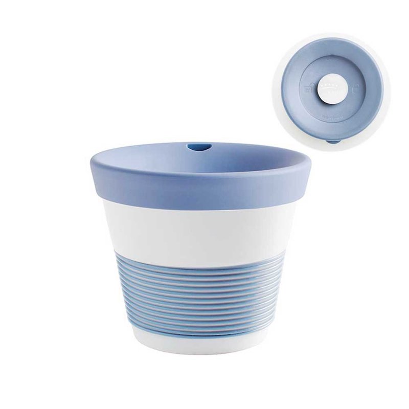Cupit coffee to go mug 0,23 l Magic Grip stormy blue (with Snack cover) - แก้วมัค/แก้วกาแฟ - เครื่องลายคราม สีน้ำเงิน