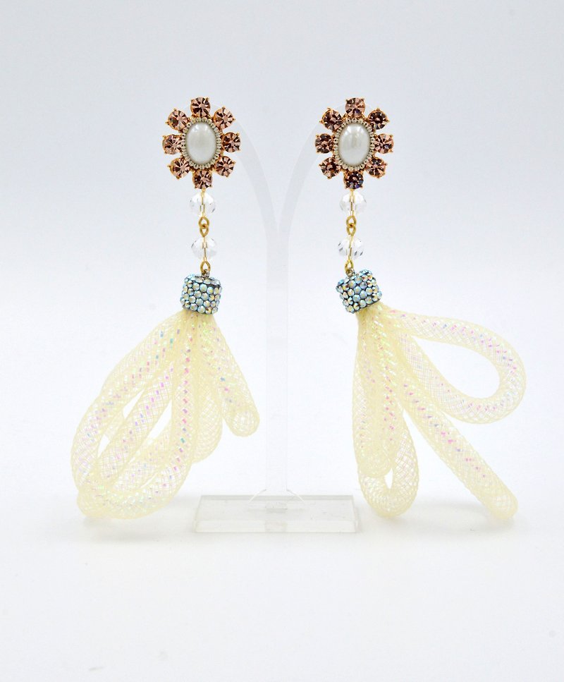 TIMBEE LO Crystal Flash Diamond Net Tube Earrings - Earrings & Clip-ons - Other Materials Khaki