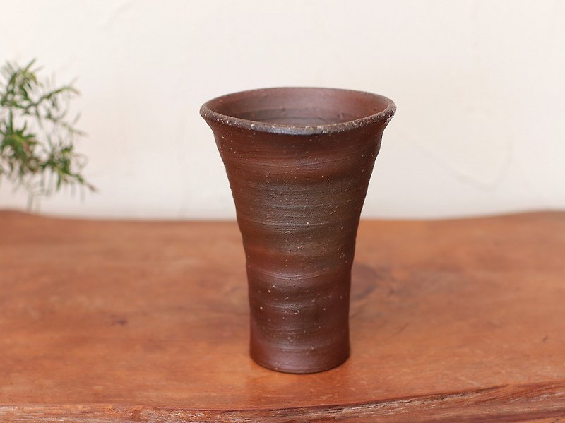 Bizen ware drinking sake (large) b1-061 - Cups - Pottery Brown
