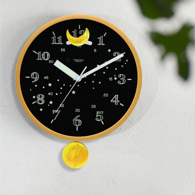 [Japanese Original Spot Offer] Sparkling Starry Night Luminous Swinging Wall Clock Home Clock Japanese Style Korean Style - Clocks - Other Materials 