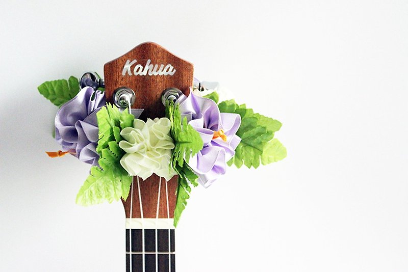 Ukulele lei / purple hibiscus, Ukulele gifts, Ribbon leis, Hawaiian crafts, Gift - Guitar Accessories - Cotton & Hemp Purple