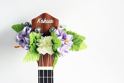 Ukuhappy (Hawaiian Ribbon Accessory) Ukulele lei / purple hibiscus, Ukulele gifts, Ribbon leis