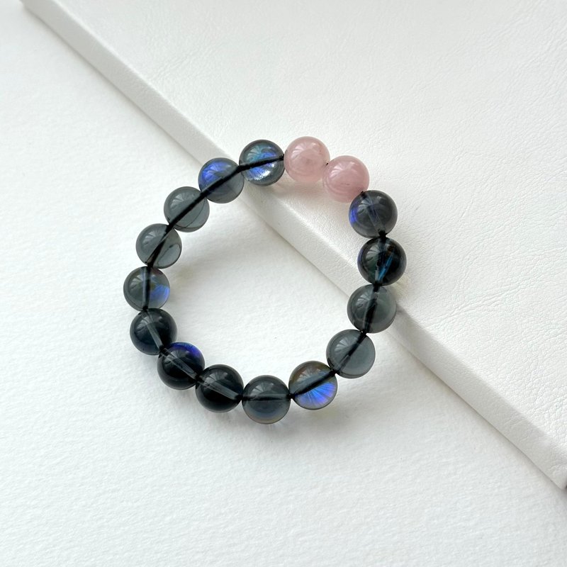 [Dark Blue Moon Glazed] Dark Moon Glazed Rose Quartz Bracelet Cancer Leo | July Peach Blossom Popularity - สร้อยข้อมือ - กระจกลาย สีน้ำเงิน