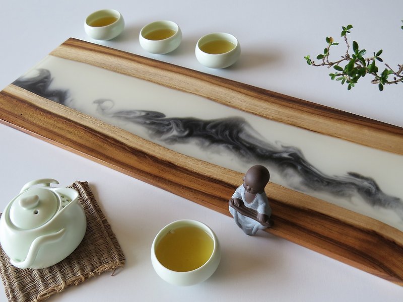 HO MOOD Deconstruction Series - Handmade Logs Imitation Stone Tea Tray (Landscape) - Other - Wood White