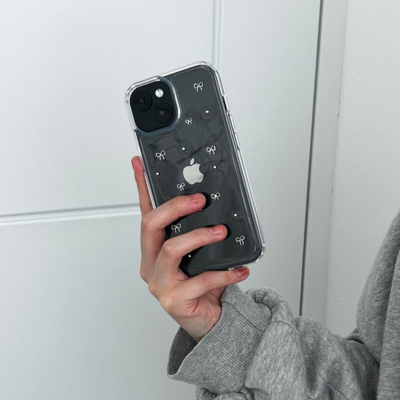 silver dot ribbon phone case - 手機殼/手機套 - 其他材質 