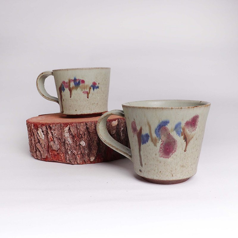 Ming bud kiln l vintage color gray glaze painted coffee cup - Mugs - Pottery Multicolor