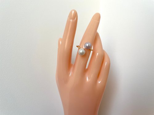 Athena珍珠設計 雙珠 天然淡水珍珠 S925銀 戒指