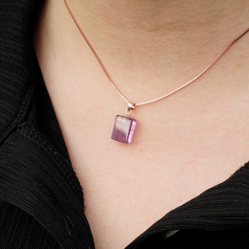 正佳珠寶 Gemsrich Jewelry 【正佳珠寶】紫水晶 冰種寶寶方牌吊墜 紫水晶吊墜 925銀K