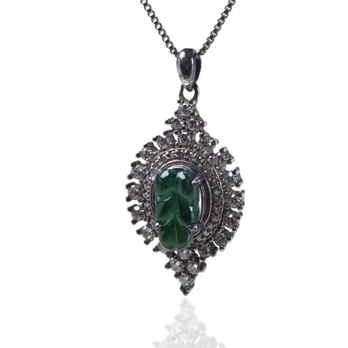 瓔珞珠寶盒 E.L.Jewelry Box 冰種老坑綠翡翠葉子項鍊 925純銀 | 天然A貨翡翠 | 送禮