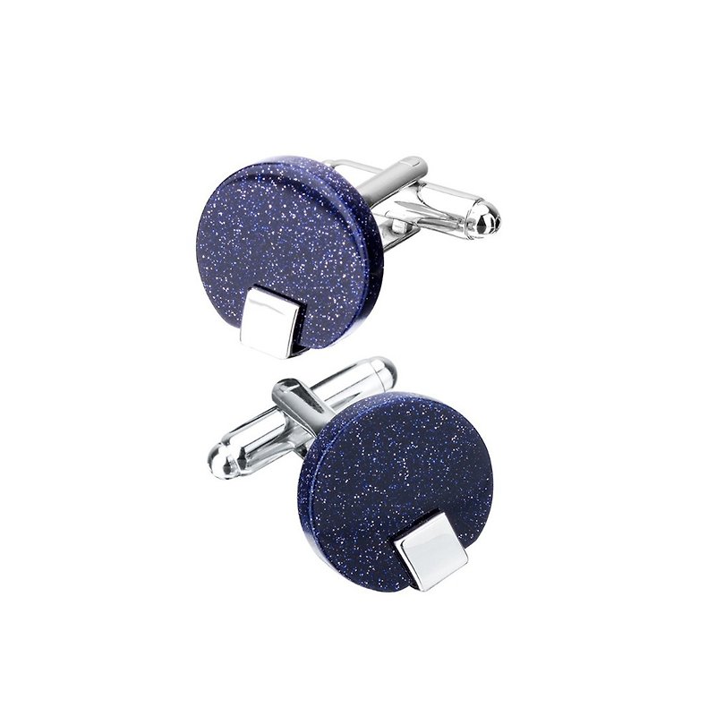 Kings Collection Round Blue Sandstone Cufflinks KC10040a Blue - Cuff Links - Other Metals Blue