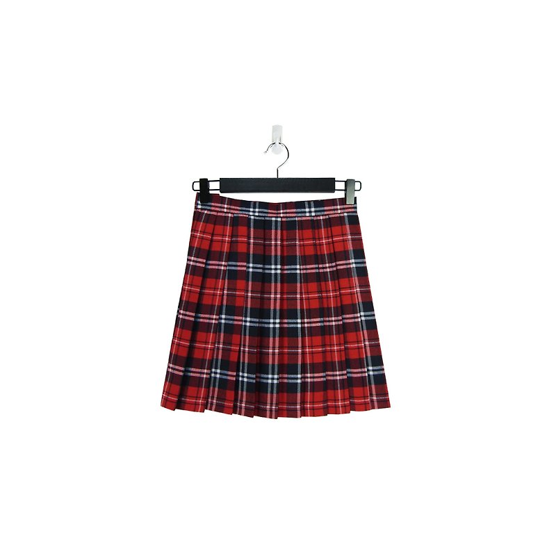 A‧PRANK :DOLLY :: VINTAGE蘇格蘭紋紅藍格紋百褶短裙(S806019) - 裙子/長裙 - 棉．麻 紅色