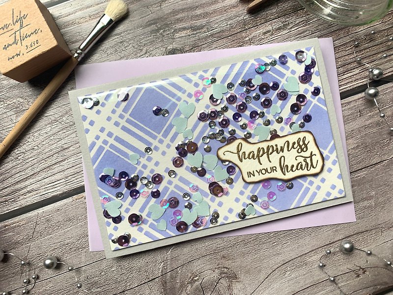 Shake Card/Heart Card_Happiness in your heart - Cards & Postcards - Paper Purple