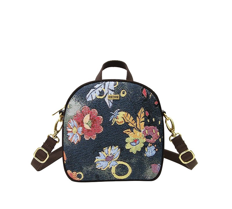 Handmade Top Handle / Crossbody / Backpack Bag /  Jacquard Weave / Water Repelle - Backpacks - Other Materials Black