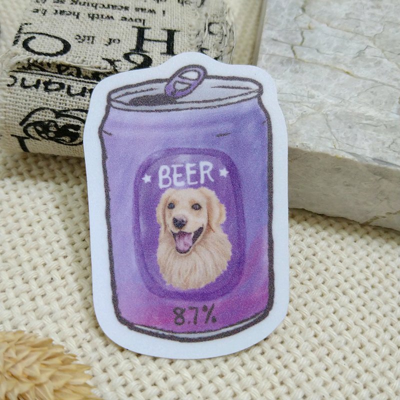 黃金獵犬-燦笑-啤酒-防水車貼-行李箱貼紙_防水貼紙 - 貼紙 - 防水材質 