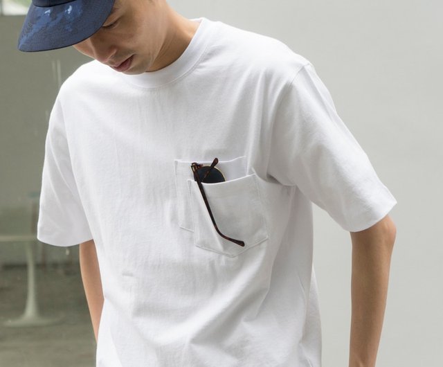 Pocket T-shirt Japanese casual solid color loose short-sleeved T