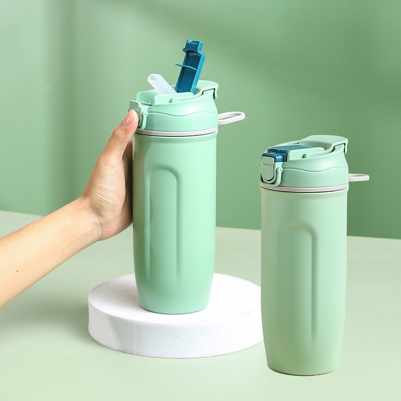 Swanz天鵝瓷 陶瓷動飲杯-520ml 兩用杯蓋款 (薄荷綠) - 保溫瓶/保溫杯 - 陶 綠色